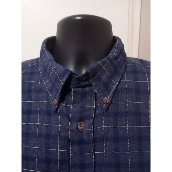 New Vtg Medium Preswick & Moore Long Sleeve Flannel Men's Shirt 100% Cotton Blue - Picture 5 of 10
